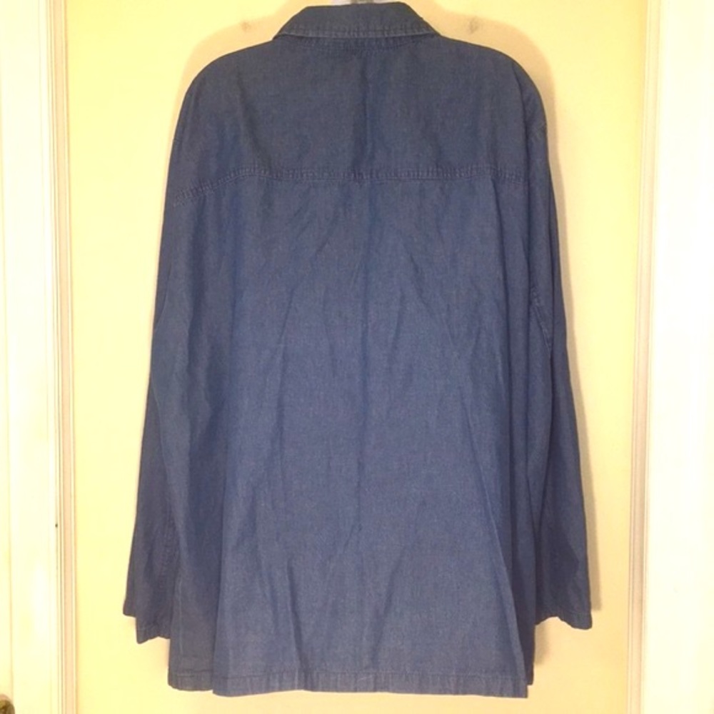 Tudor Court Chambray Full Zipper Blue Denim Jacket adze 2X w/ Bling on Pockets - Picture 8 of 8